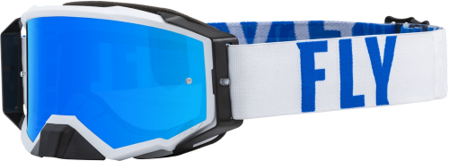 Fly Racing - Fly Racing Zone Pro Goggles - 37-51903 - White/Blue / Sky Blue Mirror Smoke Lens - OSFM