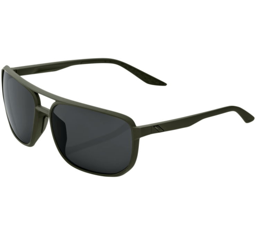 100% - 100% Konnor Aviator Square Sunglasses - 60018-00006 - Soft Tact Army Green / Smoke Lens - OSFM
