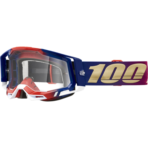 100% - 100% Racecraft 2 United Goggles - 50121-101-19 - Blue/Red/Gold / Clear Lens - OSFM