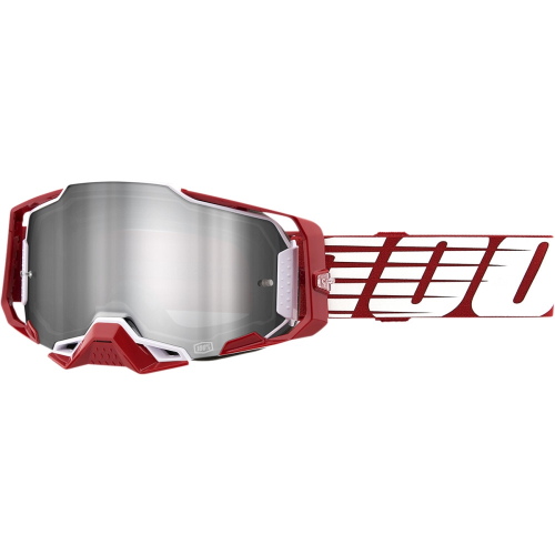 100% - 100% Armega OD Red Goggles - 50721-261-02 - Red/White / Silver Mirror Lens - OSFM