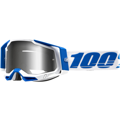100% - 100% Racecraft 2 Isola Goggles - 50121-261-01 - Isola/White/Blue / Silver Mirror Lens - OSFM