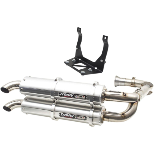 Trinity Racing - Trinity Racing Stage 5 Dual Exhaust System - Brushed Muffler - TR4151D