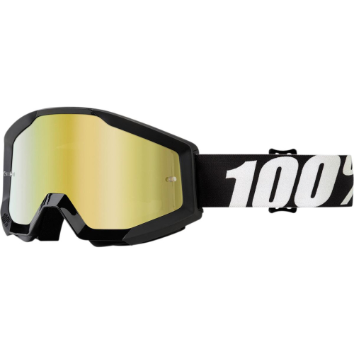 100% - 100% Strata MX Outlaw Goggles - 50410-233-02 - Outlaw Black/White/Gray/ Mirror Gold Lens - OSFM