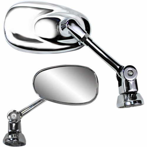 Parts Unlimited - Parts Unlimited Mini Fairing Mount Mirror - Oval - Chrome - Short Stem - 0640-0937