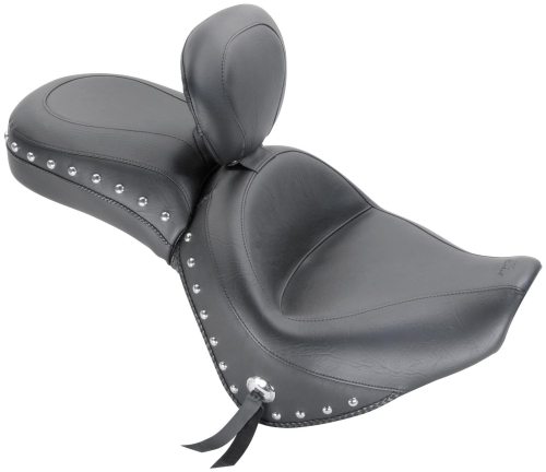 Mustang - Mustang Wide Touring Two-Piece Seat with Driver Backrest - Studded - 79620