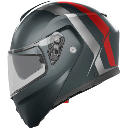 AGV - AGV StreetModular Resia Helmet - 2118296002006M - Matte Gray/Silver/Red - Medium