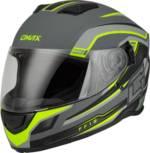 G-Max - G-Max FF-18 Drift Helmet - F1181334 - Matte Gray/Hi-Vis - Small