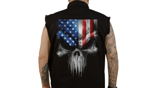Lethal Threat - Lethal Threat USA Skull Melt Sleeveless Shirt - CO60213XXXL - Blue/Gray/White/Black/Red - 3XL