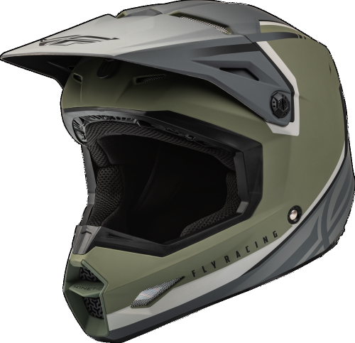 Fly Racing - Fly Racing Kinetic Vision Youth Helmet - F73-8652YL - Matte Olive Green/Gray - Large