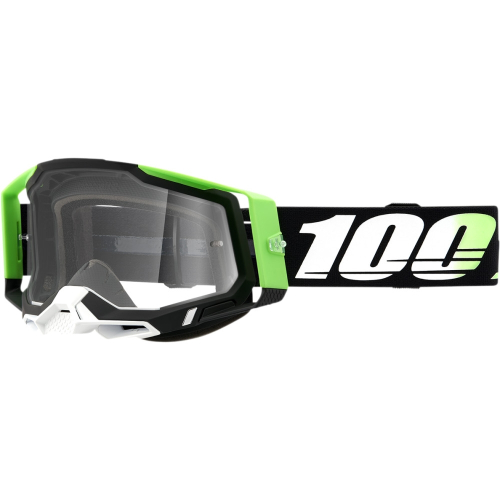 100% - 100% Racecraft 2 Kalkuta Goggles - 50121-101-05 - Black/White/Green / Clear Lens - OSFM
