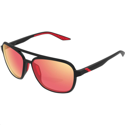 100% - 100% Kasia Aviator Sunglasses - 61042-100-43 - Soft Tact Black/Hiper Red Mirror Lens - OSFA