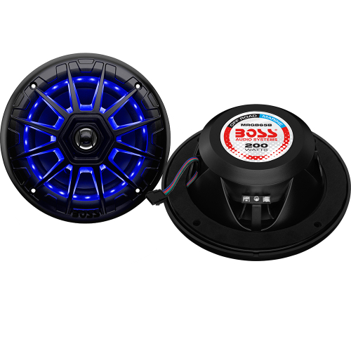 Boss Audio - Boss Audio MRGB65B 6.5" 2-Way 200W Marine Full Range Speaker w/RGB LED Lights - Black - Pair