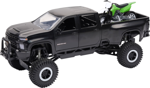 New Ray Toys - New Ray Toys 1:20 Scale Chevrolet 3500 HD Offroad Pick up w/Green Dirt Bike - SS-37596