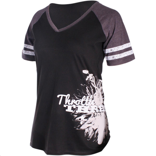 Throttle Threads - Throttle Threads Short-Sleeve Womens Shirt - TT649T476BKLR - Black/Heathered Charcoal - Large