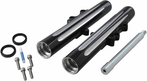 Arlen Ness - Arlen Ness Hot Legs Dual Disc Fork Leg Set - Deep Cut - Black - 06-511