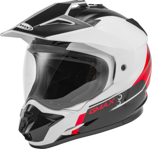 G-Max - G-Max GM11D Dual Sport Scud Helmet - G1113353 - Black/White/Red - X-Small