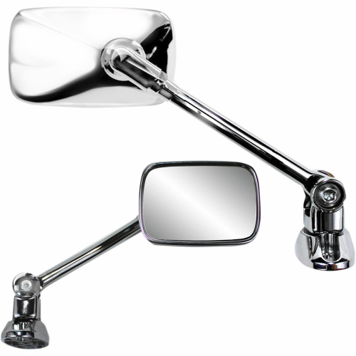 Parts Unlimited - Parts Unlimited Mini Fairing Mount Mirror - Rectangle - Chrome - Long Stem - 0640-0943