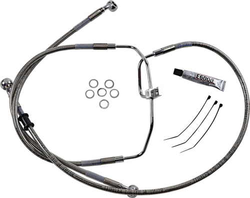 Drag Specialties - Drag Specialties Extended Stainless Steel Front Brake Line Kit - Clear Coated - 18 1/4in. / 28 5/8in. - 660325-10
