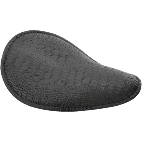 Drag Specialties - Drag Specialties Small Low-Profile Spring Solo Seat - Black Leather Faux Alligator with Black Stitching - 0806-0095