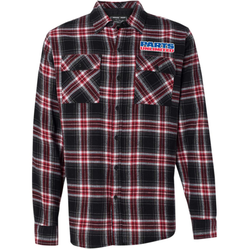 Throttle Threads - Throttle Threads Parts Unlimited Flannel Shirt - PSU31S82RDLR - Red Plaid - Large