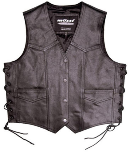 Mossi - Mossi Lace-Up Leather Vest - 20-108-50 - Black - 50