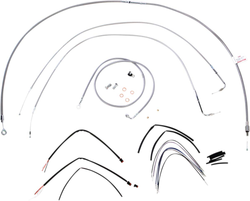 Burly Brand - Burly Brand Extended Cable/Brake Line Kit for 14in. Gorilla Handlebars - Stainless Steel - B30-1061