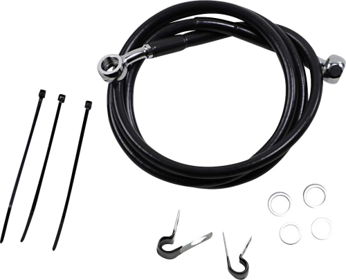 Drag Specialties - Drag Specialties Extended Stainless Steel Front Brake Line Kit - Black Vinyl Coated - 47 1/4in. - 640210-2BLK
