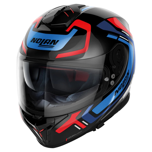 Nolan - Nolan N80-8 Road Ally N-Com Helmet - N885275680432 - Gloss Black/Metal Blue/Red - Medium