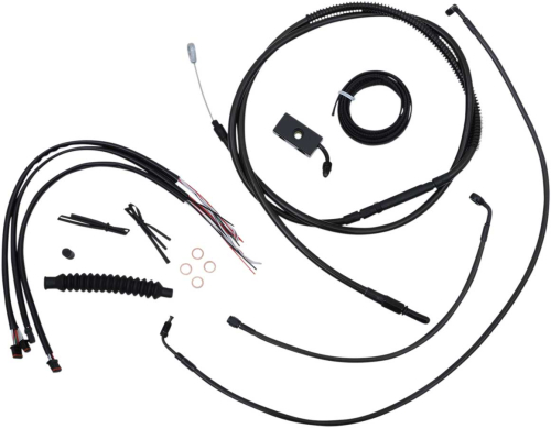 LA Choppers - LA Choppers Complete Handlebar Cable/Brake & Clutch Line/Wire Kit - Midnight - LA-8152KT2-19M