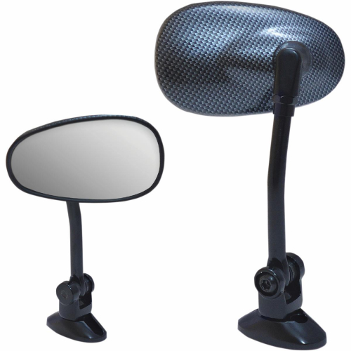Parts Unlimited - Parts Unlimited Mini Fairing Mount Mirror - Oval - Carbon - Long Stem - 0640-0942