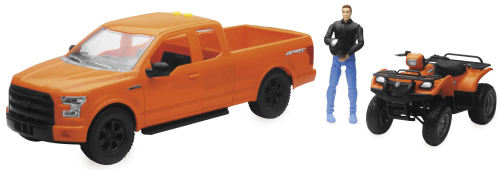 New Ray Toys - New Ray Toys 1:14 Scale Orange F-150 Truck with Suzuki Vinson ATV - 02206C