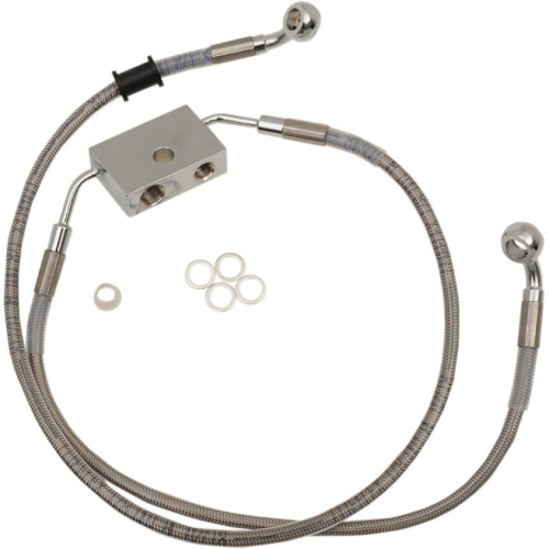 Drag Specialties - Drag Specialties Extended Length Stainless Steel Front Brake Line Kit - +6in. - Clear-Coated - 1741-5348
