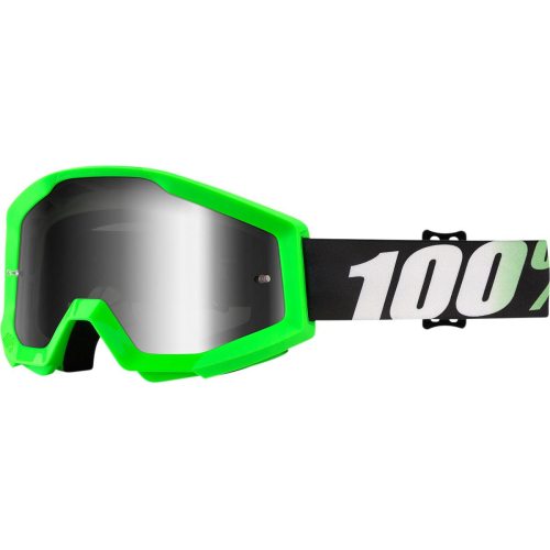 100% - 100% Strata MX Arkon Goggles - 50410-239-02 - Arkon Black/White/Green / Mirror Silver Lens - OSFM