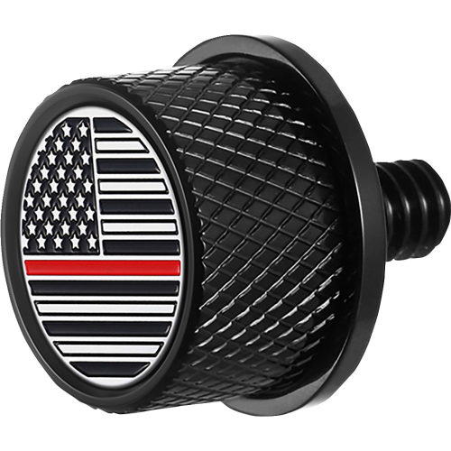 Figurati Designs - Figurati Designs Seat Mounting Knob - Black with Red Line American Flag Skull - FD73-SEAT KN-BK