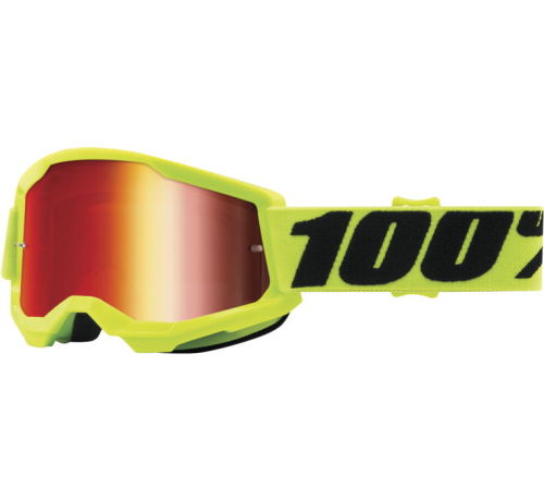 100% - 100% Strata 2 Youth Goggles - 50032-00003 - Yellow / Red Mirror Lens - OSFA