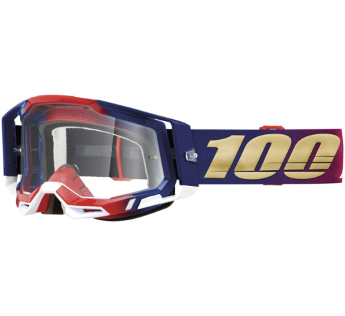 100% - 100% Racecraft 2 United Goggles - 50009-00009 - Blue/Red/Gold / Clear Lens - OSFM