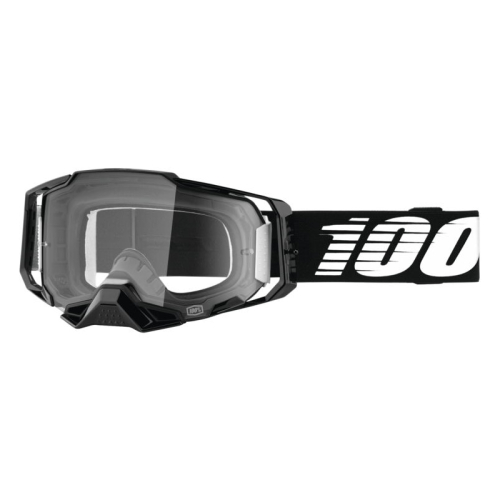 100% - 100% Armega Black Essential Goggles - 50004-00001 - Black Essential/Black/White / Clear Lens - OSFM
