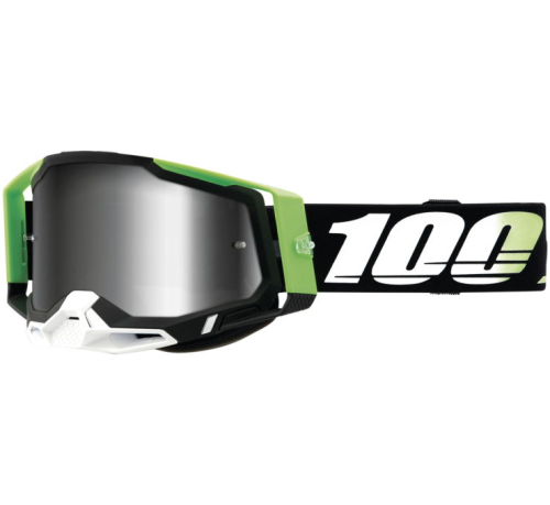 100% - 100% Racecraft 2 Kalkuta Goggles - 50010-00006 - Kalkuta/Black/White/Green / Silver Mirror Lens - OSFM