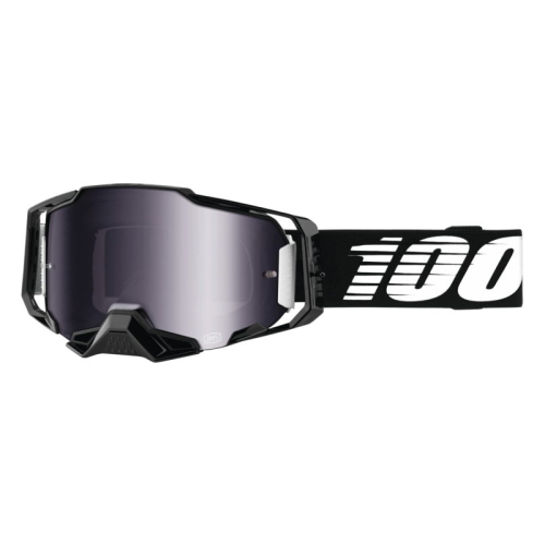 100% - 100% Armega Black Essential Goggles - 50005-00001 - Black Essential/Black/White / Silver Flash Lens - OSFM