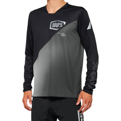 100% - 100% R-Core X Long Sleeve Jersey - 40000-00000 - Black/Gray - Small