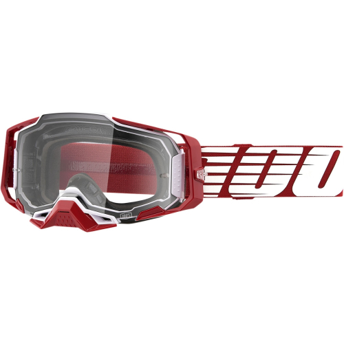 100% - 100% Armega OD Red Goggles - 50721-101-02 - Red/White / Clear Lens - OSFM