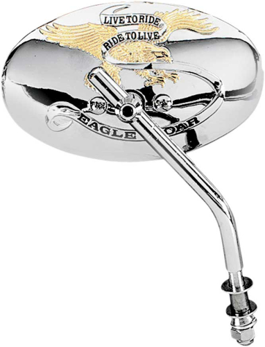 Drag Specialties - Drag Specialties Custom Live To Ride Oval Mirror - 6in. x 3in. - KA-65EG-BC429