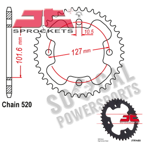 JT Sprockets - JT Sprockets Steel Rear Sprocket - 37T - JTR1480.37