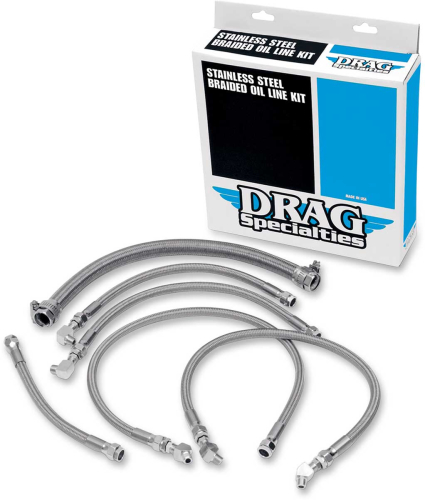 Drag Specialties - Drag Specialties Stainless Steel Braided Oil Line Kit - 606000