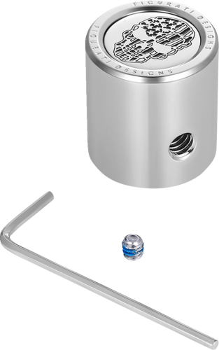 Figurati Designs - Figurati Designs Heel-Toe Shifter Cover - Stainless Steel with Contrast Cut American Flag Skull - FD27-HTSC-SS