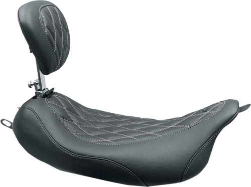 Mustang - Mustang Wide Tripper Seat with Driver Backrest - Doble Diamond - Black/Gray - 79727GM