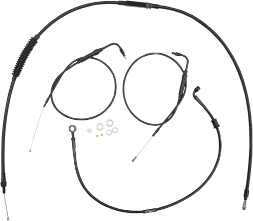 Burly Brand - Burly Brand Extended Cable/Brake Line Kit for Clubman Handlebars - Black Vinyl - B30-1097