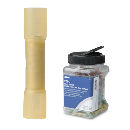 Ancor - Ancor 12-10 AWG Heat Shrink Butt Connector - 250-Pieces - Jar