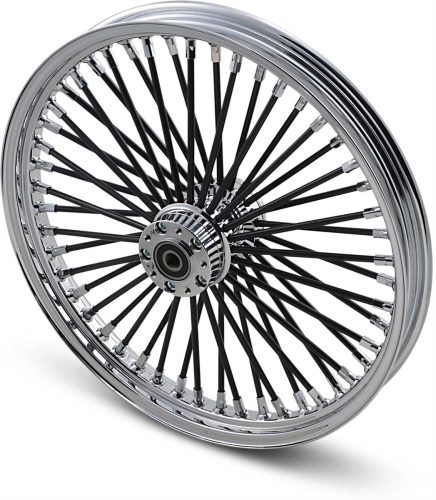Drag Specialties - Drag Specialties Fat Daddy Black 50 Spoke Radially Laced Front Wheel - 21x2.15 (Single Disc) - 0203-0352