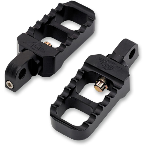 Joker Machine - Joker Machine Adjustable Serrated Stubby Footpeg - 3in L x 1-1/2in W x 13/16in Thick - Black Anodized - 08-642-5B